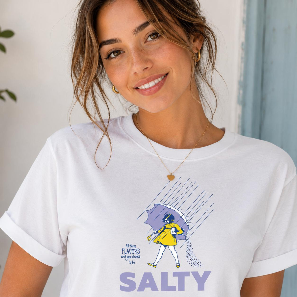 Salty Girl Shirt Comfort Colors® Vintage Style Tee, Summer Graphic Tee, Trendy C image 0
