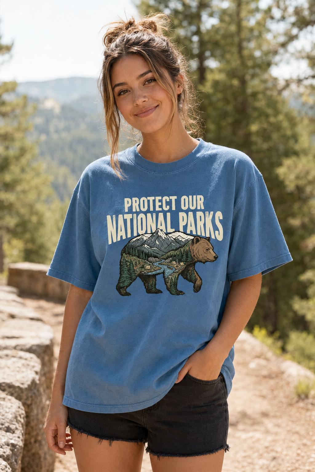 National Parks Bear Shirt, Comfort Colors Wildlife Tee, Vintage Wildlife Nature  image 1