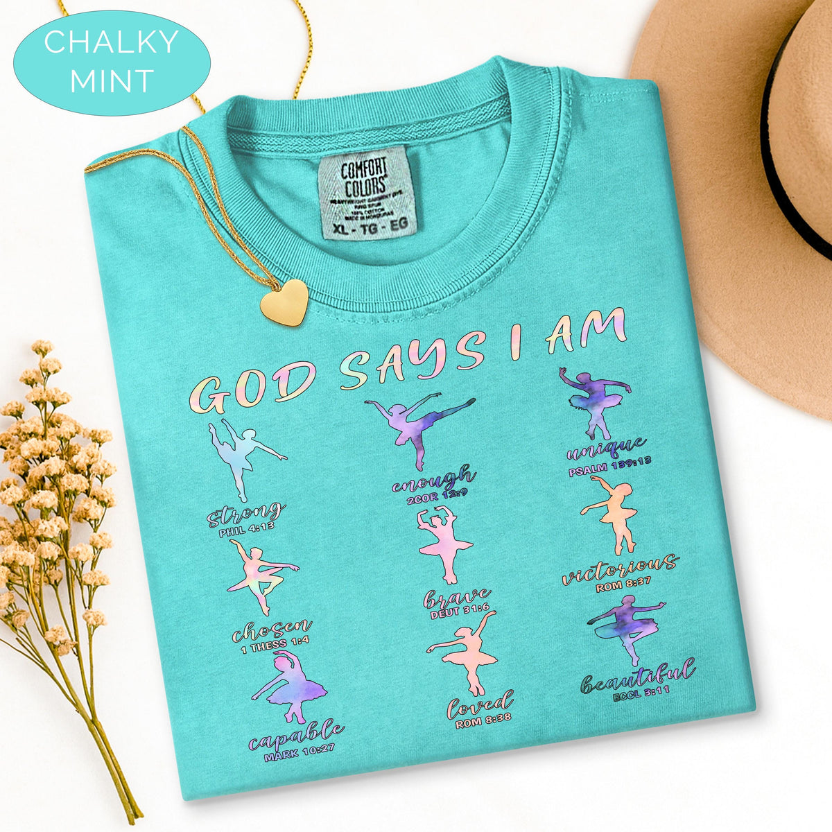 Christian Ballet Tee, God Says I Am Shirt, Ballerina Dance Shirt, Bible Verse Te image 10