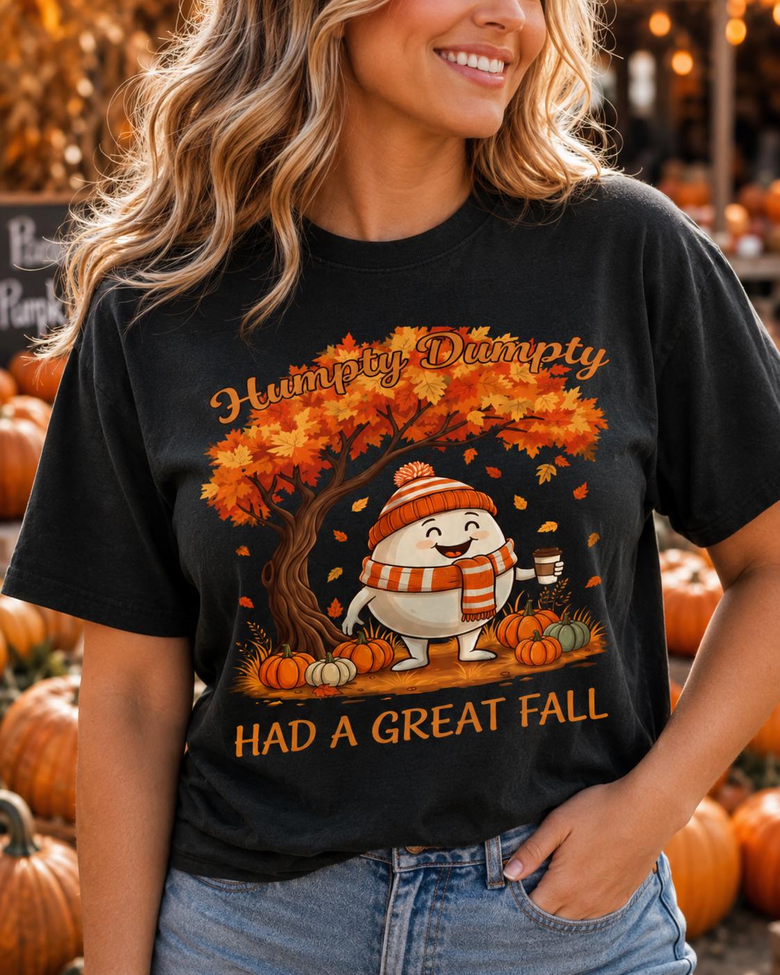 Fall Aesthetic Shirt, Humpy Dumpty Had a Great Fall Tee, Pumpkin Spice Shirt, Cu image 0