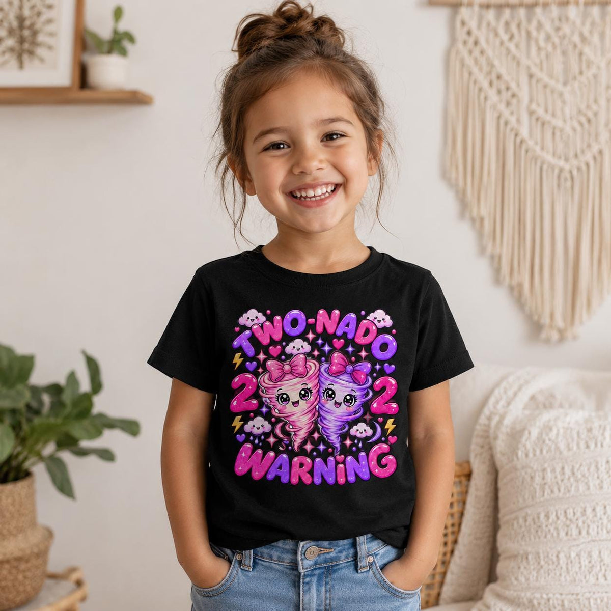 2nd Birthday Shirt, Two Nado Girl Birthday Tee, Tornado Birthday Outfit, Cute Tw image 1