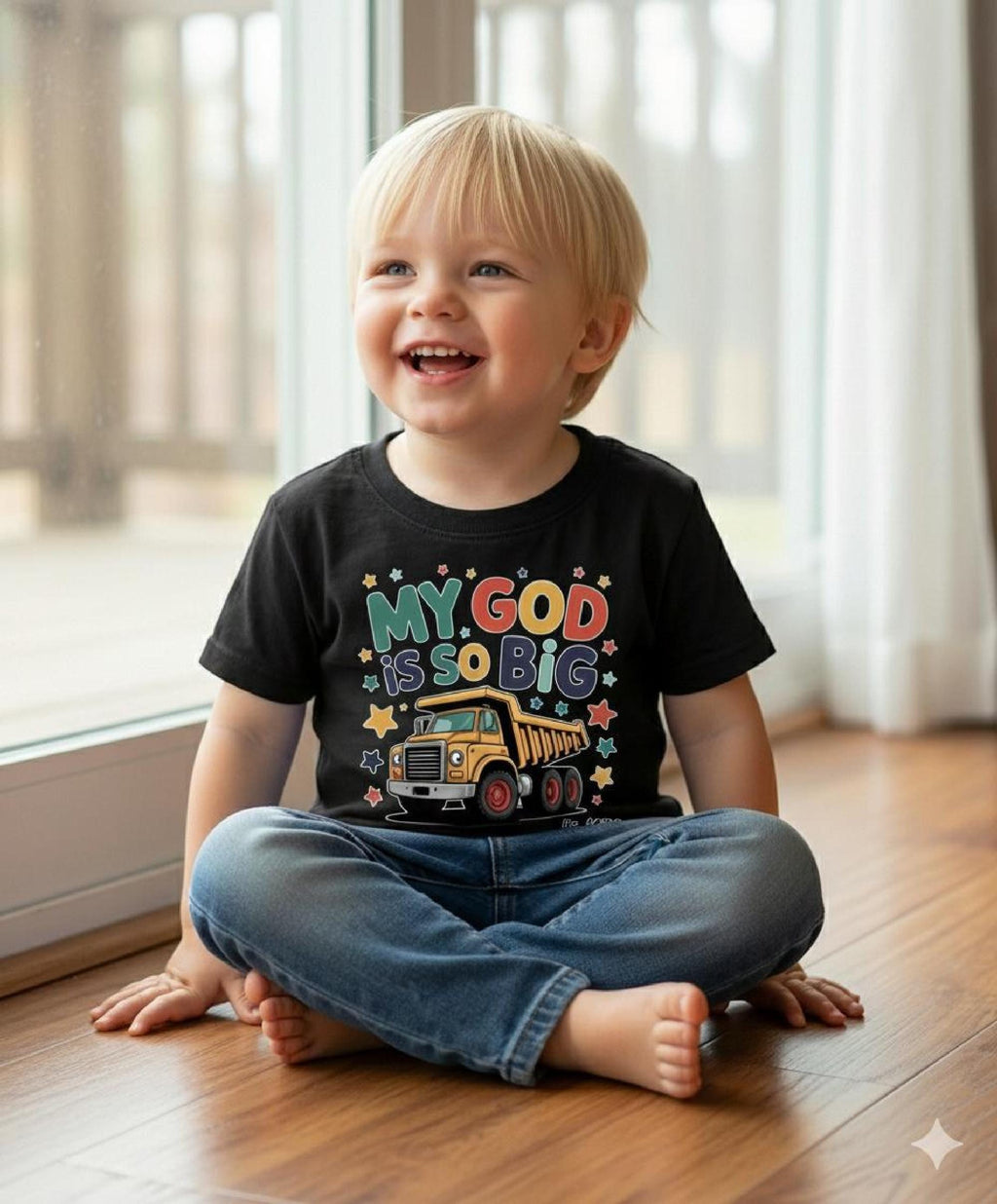 My God Is So Big Toddler Tee, Christian Dump Truck Shirt, Psalm Verse Kids Truck image 2