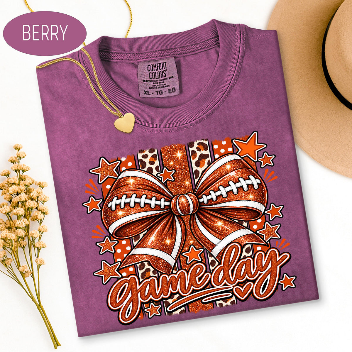 Comfort Colors Shirt, Football Mom Shirt, Glitter Game Day Bow Tee, Retro Footba image 9