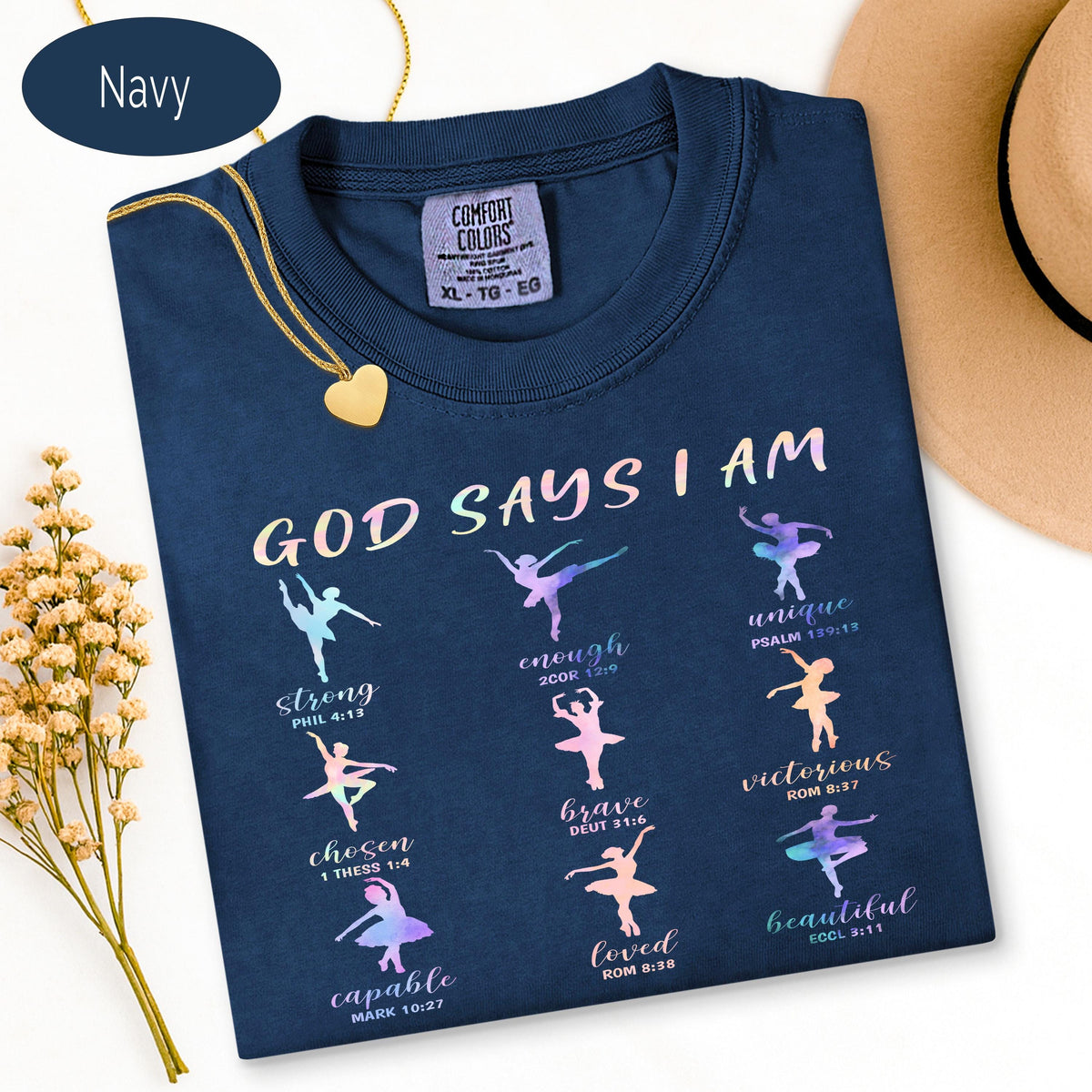 Christian Ballet Tee, God Says I Am Shirt, Ballerina Dance Shirt, Bible Verse Te image 7