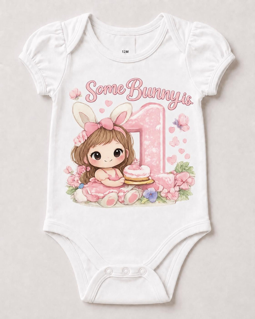 Some Bunny Is One Bodysuit, Baby Girl 1st Birthday Outfit, Bunny First Birthday  image 2