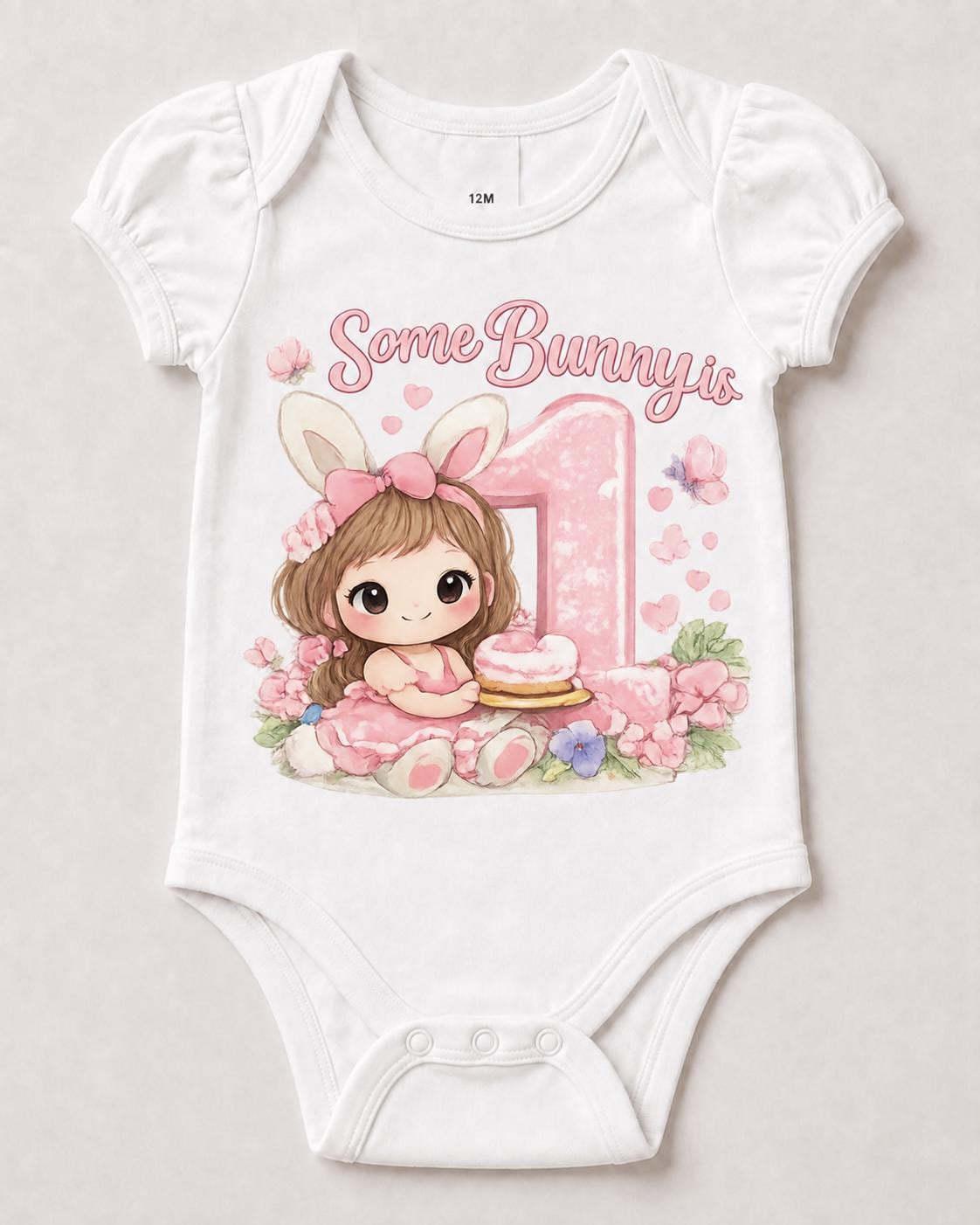 Some Bunny Is One Bodysuit, Baby Girl 1st Birthday Outfit, Bunny First Birthday  image 2