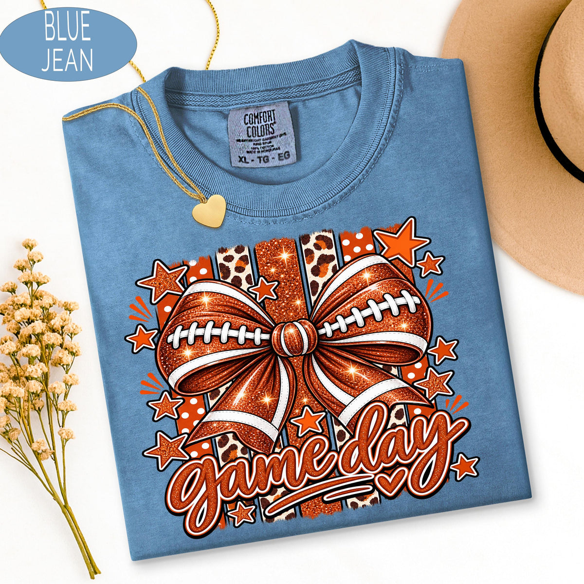 Comfort Colors Shirt, Football Mom Shirt, Glitter Game Day Bow Tee, Retro Footba image 6