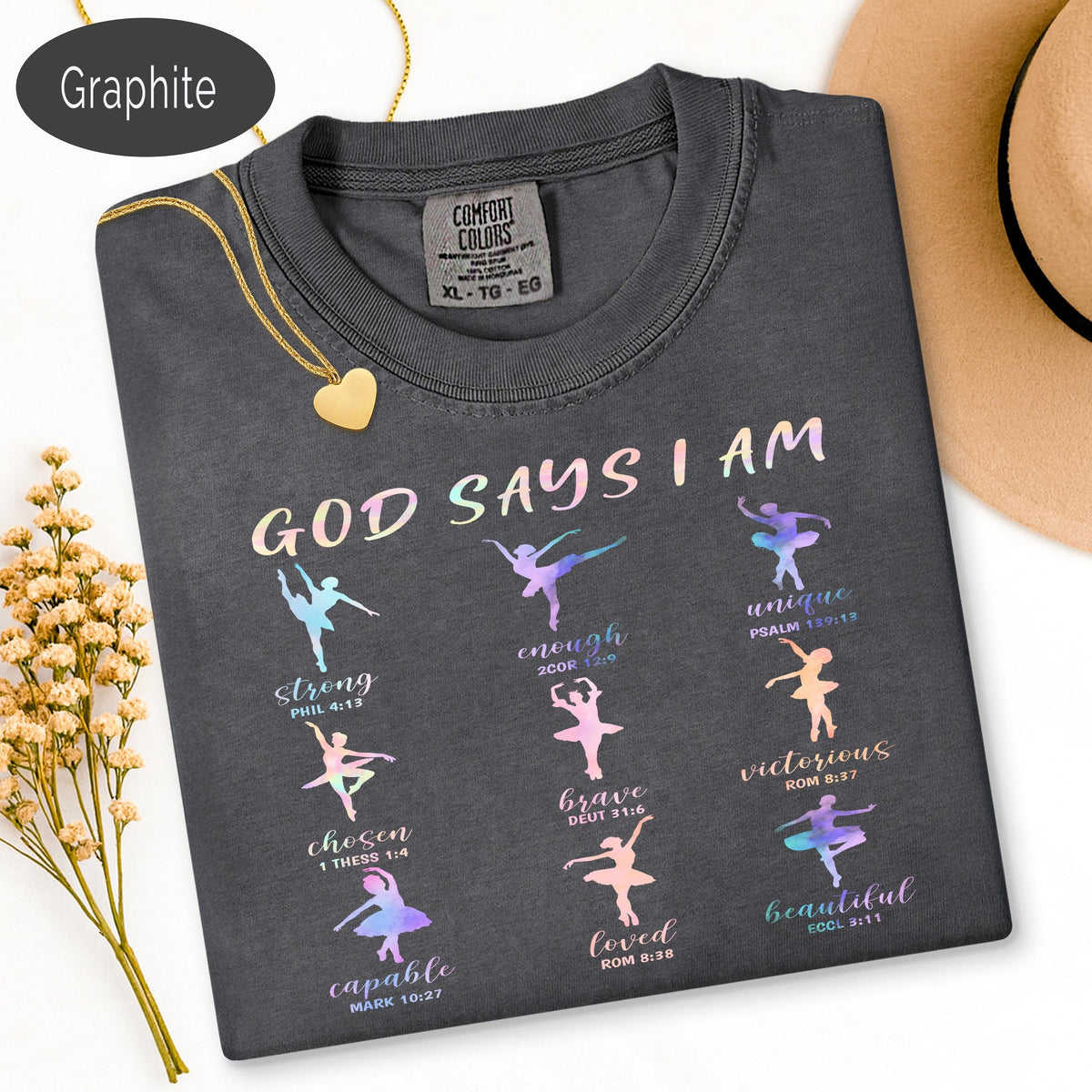 Christian Ballet Tee, God Says I Am Shirt, Ballerina Dance Shirt, Bible Verse Te image 5
