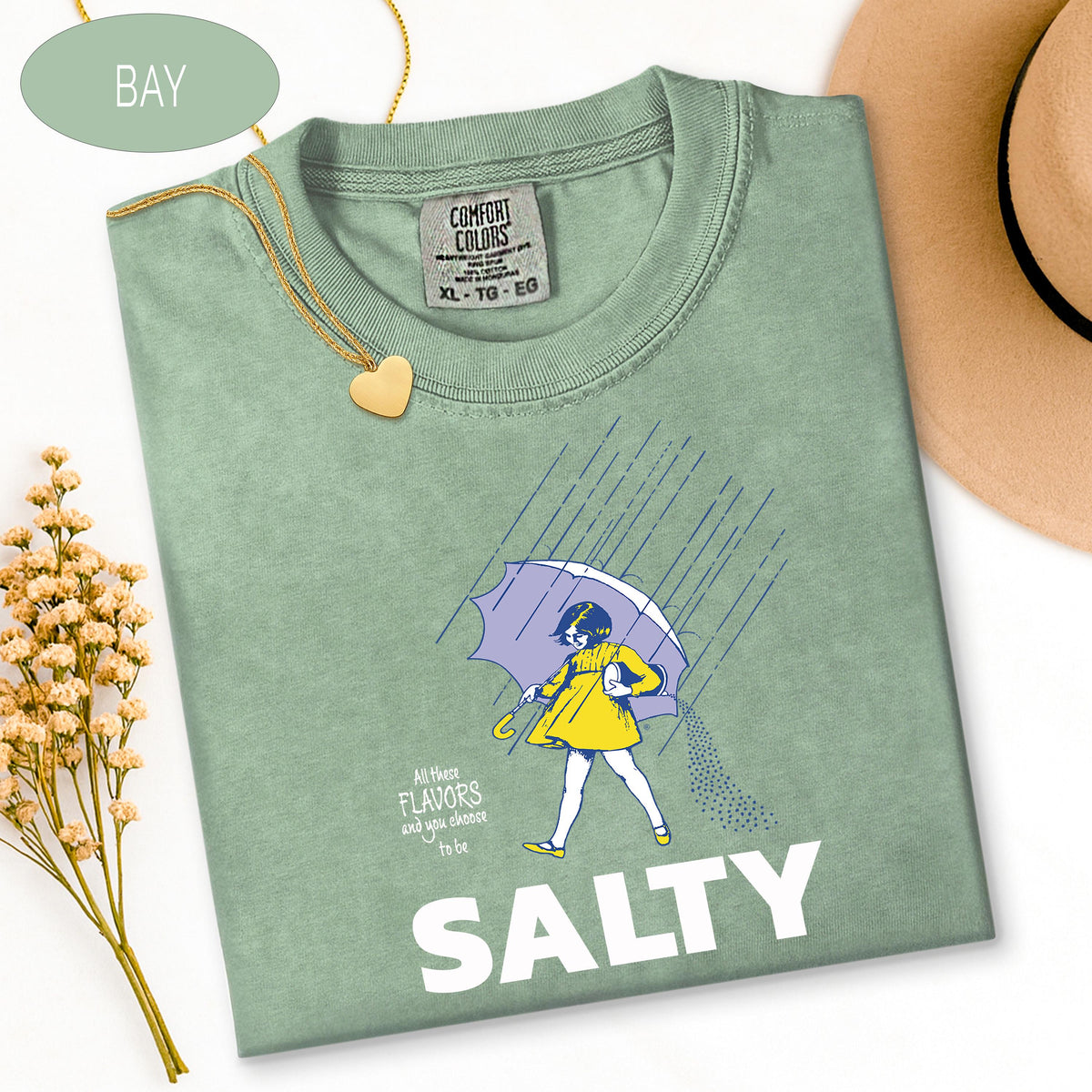 Salty Girl Shirt Comfort Colors® Vintage Style Tee, Summer Graphic Tee, Trendy C image 3