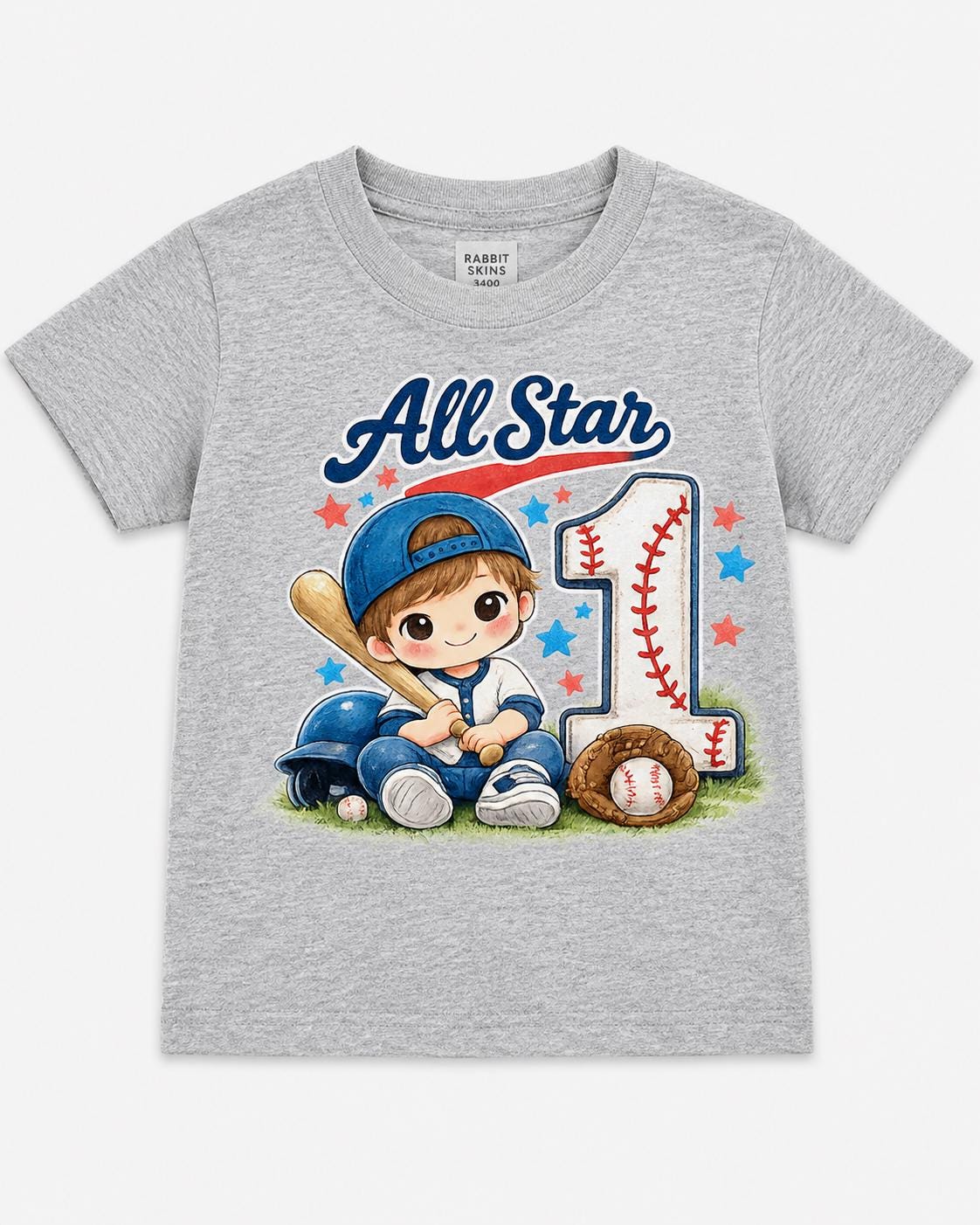 1st Birthday Baseball Shirt, All Star One Toddler Tee, Boys First Birthday Baseb image 3