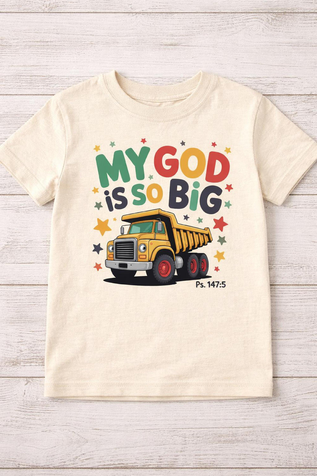 My God Is So Big Toddler Tee, Christian Dump Truck Shirt, Psalm Verse Kids Truck image 4