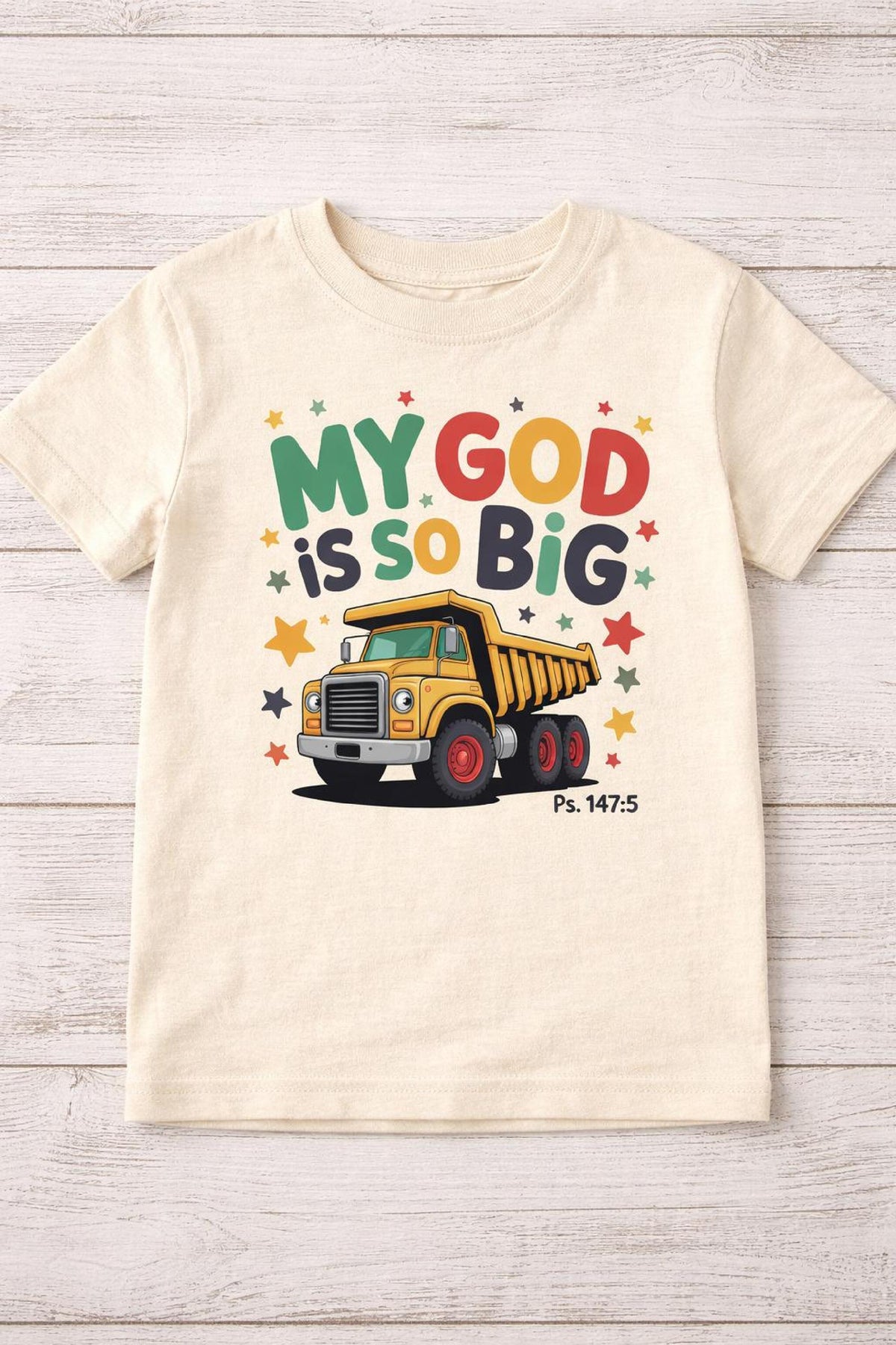 My God Is So Big Toddler Tee, Christian Dump Truck Shirt, Psalm Verse Kids Truck image 4