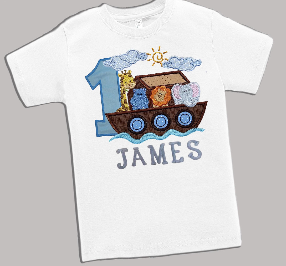 Noah's ark shirt, Personalized Boys Noah's Ark Shirt - Embroider Noah's Shirt -  image 1