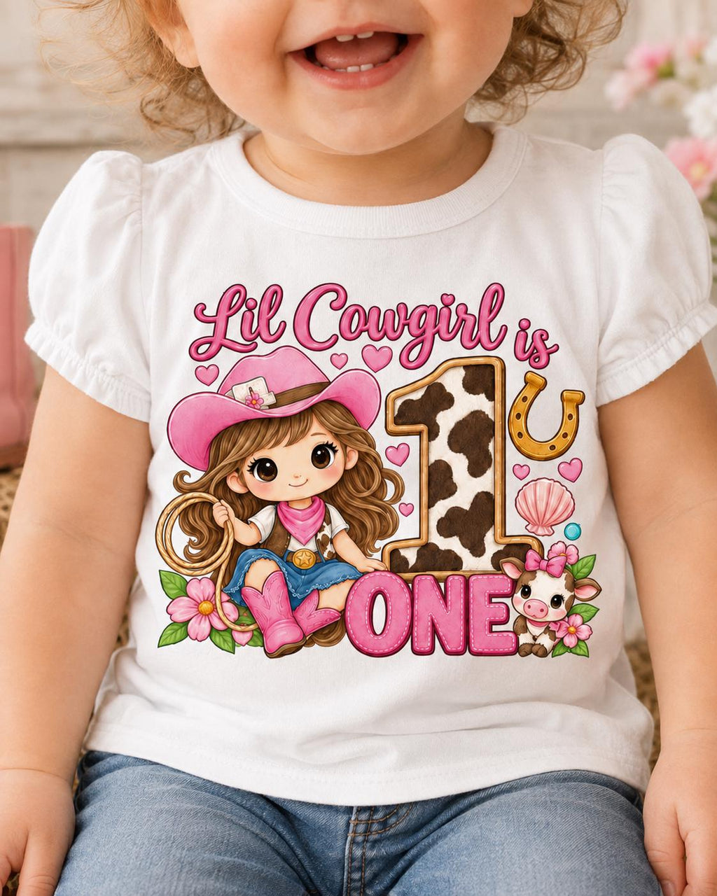 Cowgirl 1st Birthday Shirt, Lil Cowgirl is One Tee, Western First Birthday Outfi image 2