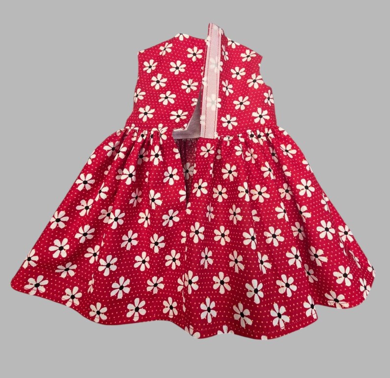 Red Daisy Dress for 18-Inch Dolls / Handmade Floral Doll Clothes / 18 in Doll Dress / Red Doll Dress