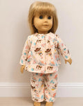 Pink Western Cat Pajamas for 18-Inch Doll / Handmade Two-Piece Doll Sleepwear Set / 18 in Doll Pajamas