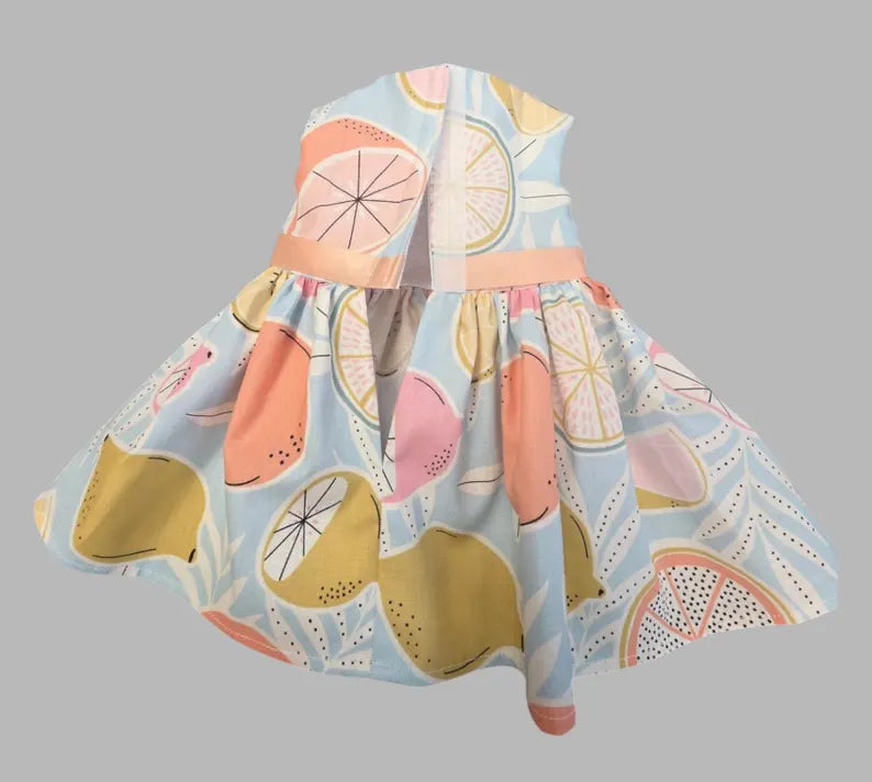 18 Inch Doll Citrus Dress / Pastel Fruit Print Doll Clothes / Handmade Doll Outfit /  Dress For Any 18 in Dolls
