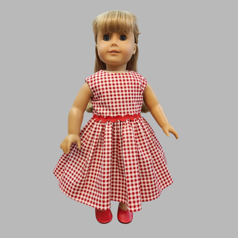 Red - White Gingham Doll dress / 18 in Doll Dress / Gingham 18 in Doll Clothes / Dress for Dolls