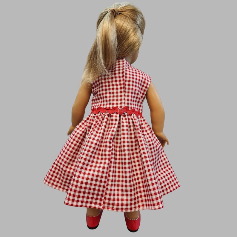 Red - White Gingham Doll dress / 18 in Doll Dress / Gingham 18 in Doll Clothes / Dress for Dolls