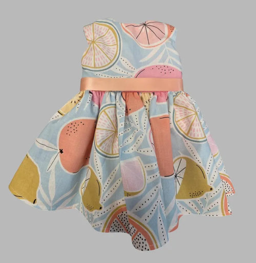 18 Inch Doll Citrus Dress / Pastel Fruit Print Doll Clothes / Handmade Doll Outfit /  Dress For Any 18 in Dolls