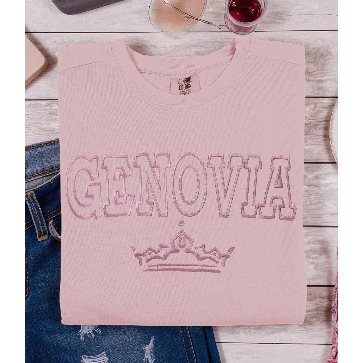 Royal Varsity Embroidered Crewneck, Princess Inspired College shirt, Cozy Comfort Colors Style Shirt, Bookish Movie Fan Gift