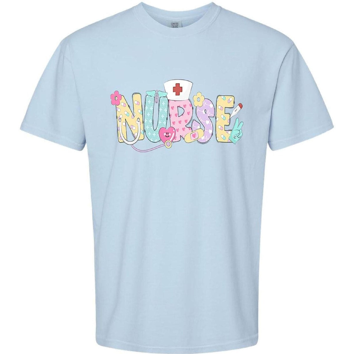 Groovy Nurse Graphic Tee – Colorful Medical Print Shirt
