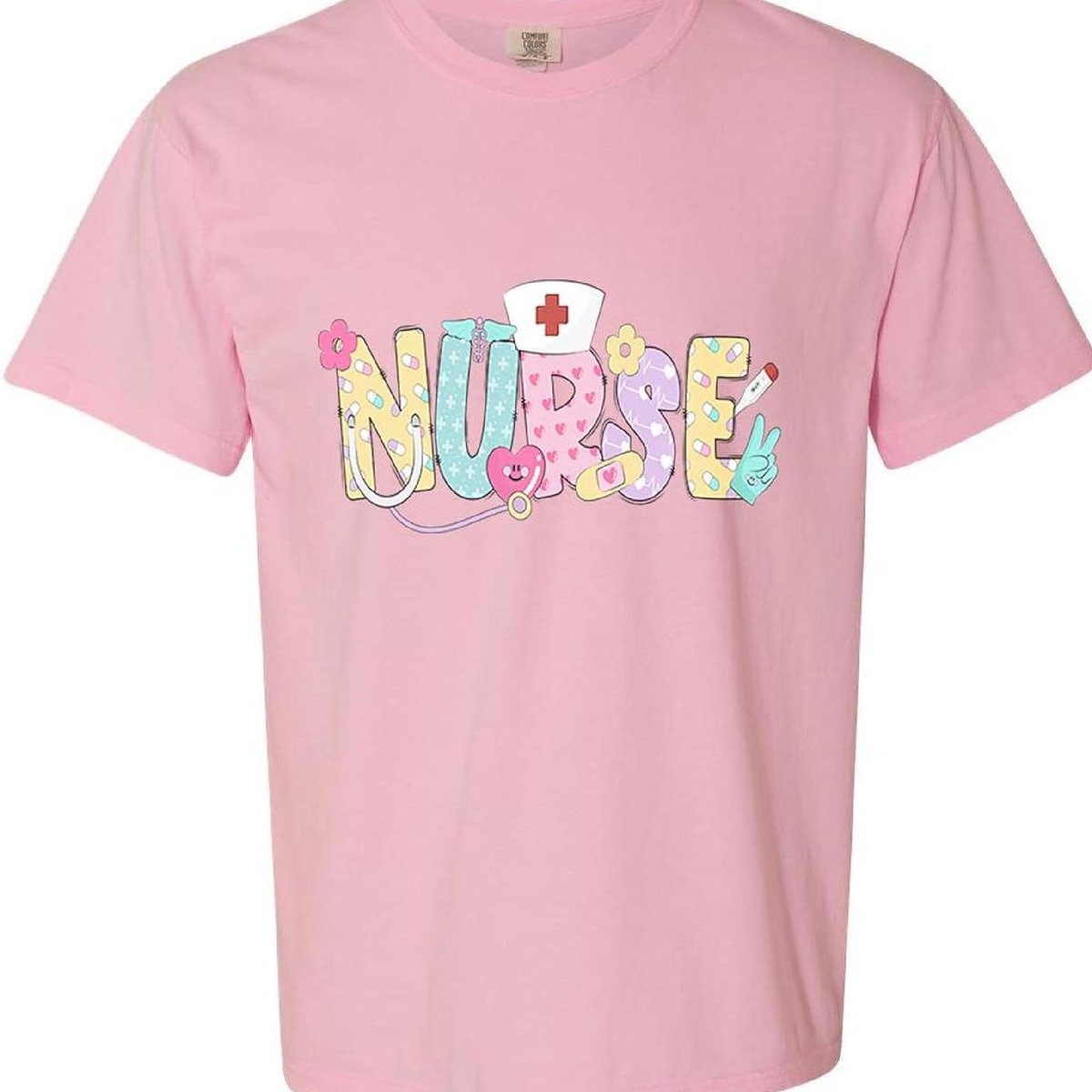 Groovy Nurse Graphic Tee – Colorful Medical Print Shirt