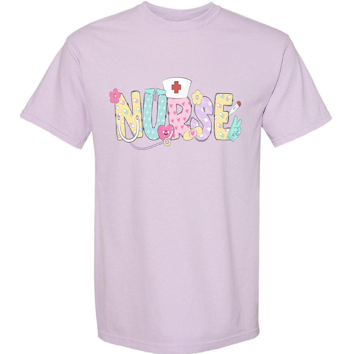 Groovy Nurse Graphic Tee – Colorful Medical Print Shirt
