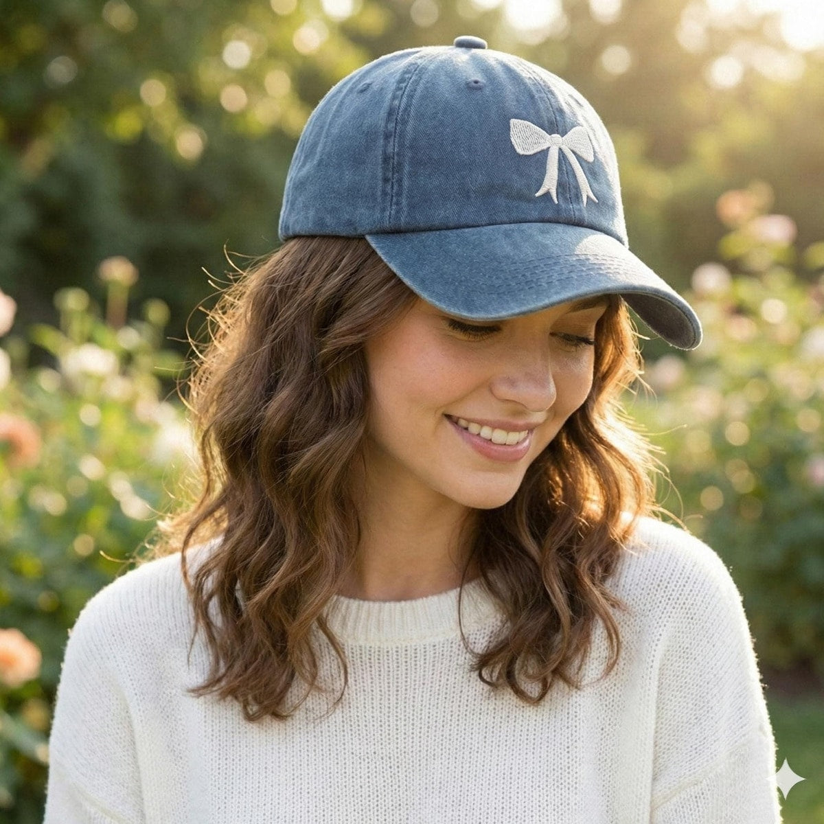 Coquette Bow Embroidered Baseball Cap | Customizable Girly Dad Hat