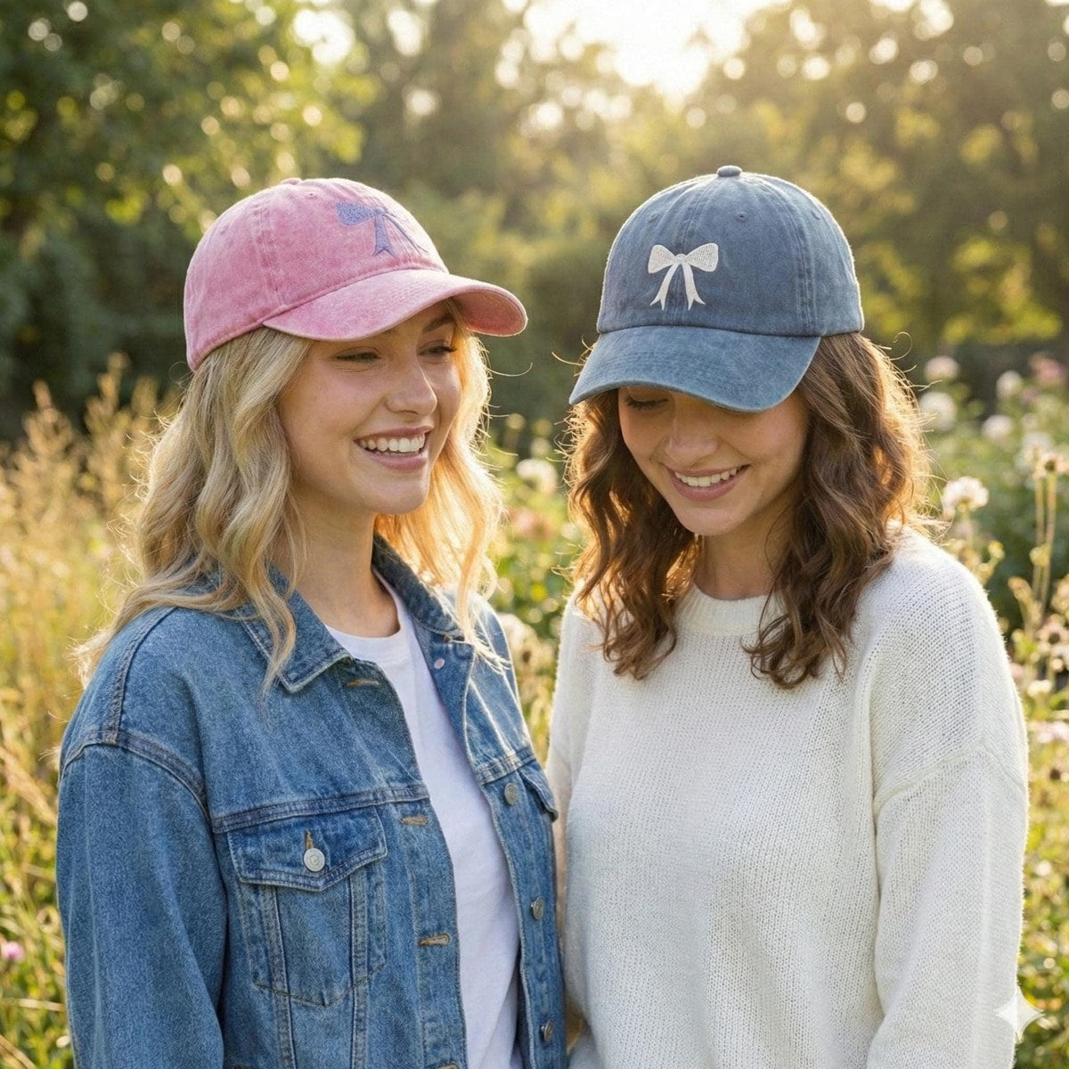 Coquette Bow Embroidered Baseball Cap | Customizable Girly Dad Hat
