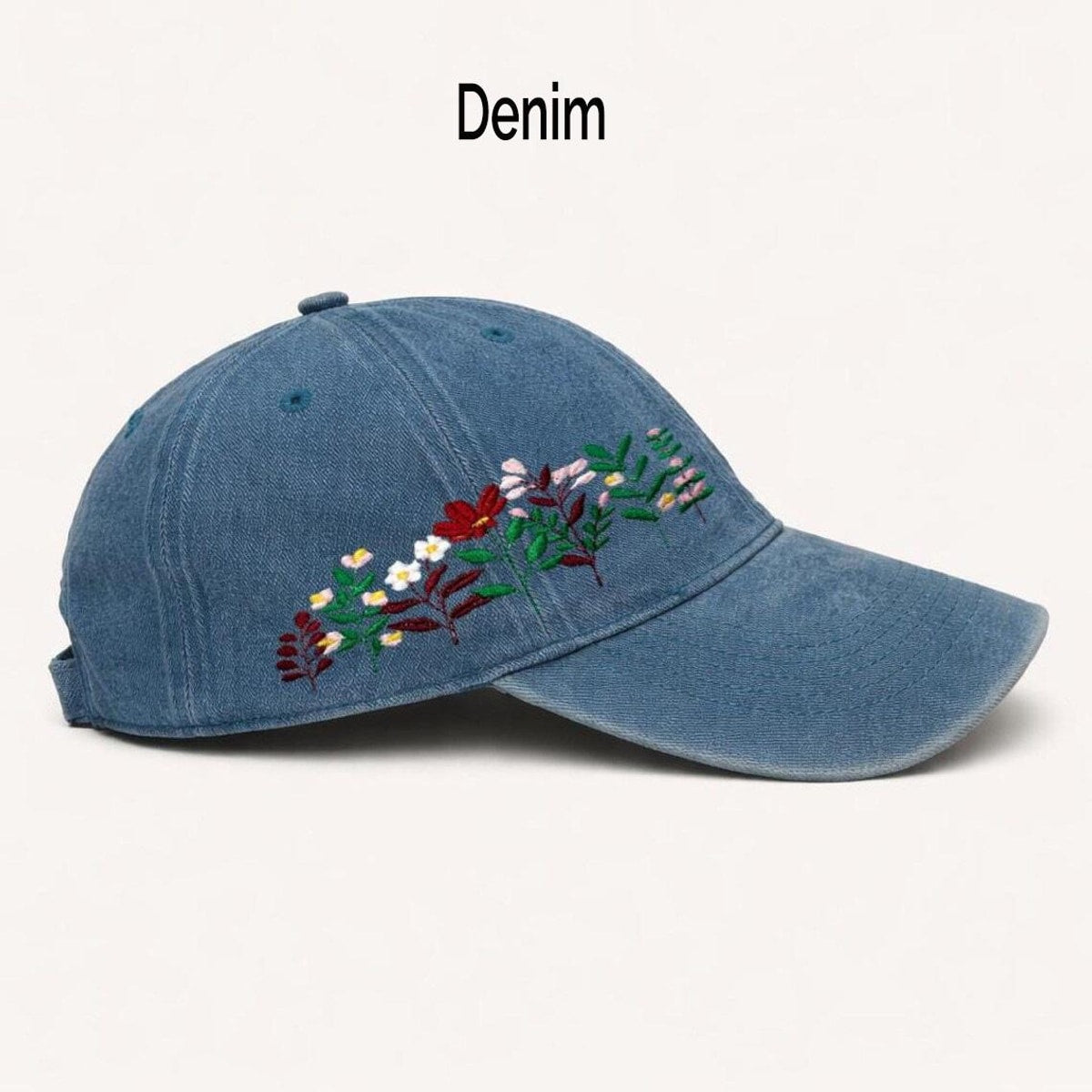 Embroidered Floral Baseball Cap, Washed Cotton Dad Hat, Spring Summer Style