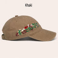 Embroidered Floral Baseball Cap, Washed Cotton Dad Hat, Spring Summer Style