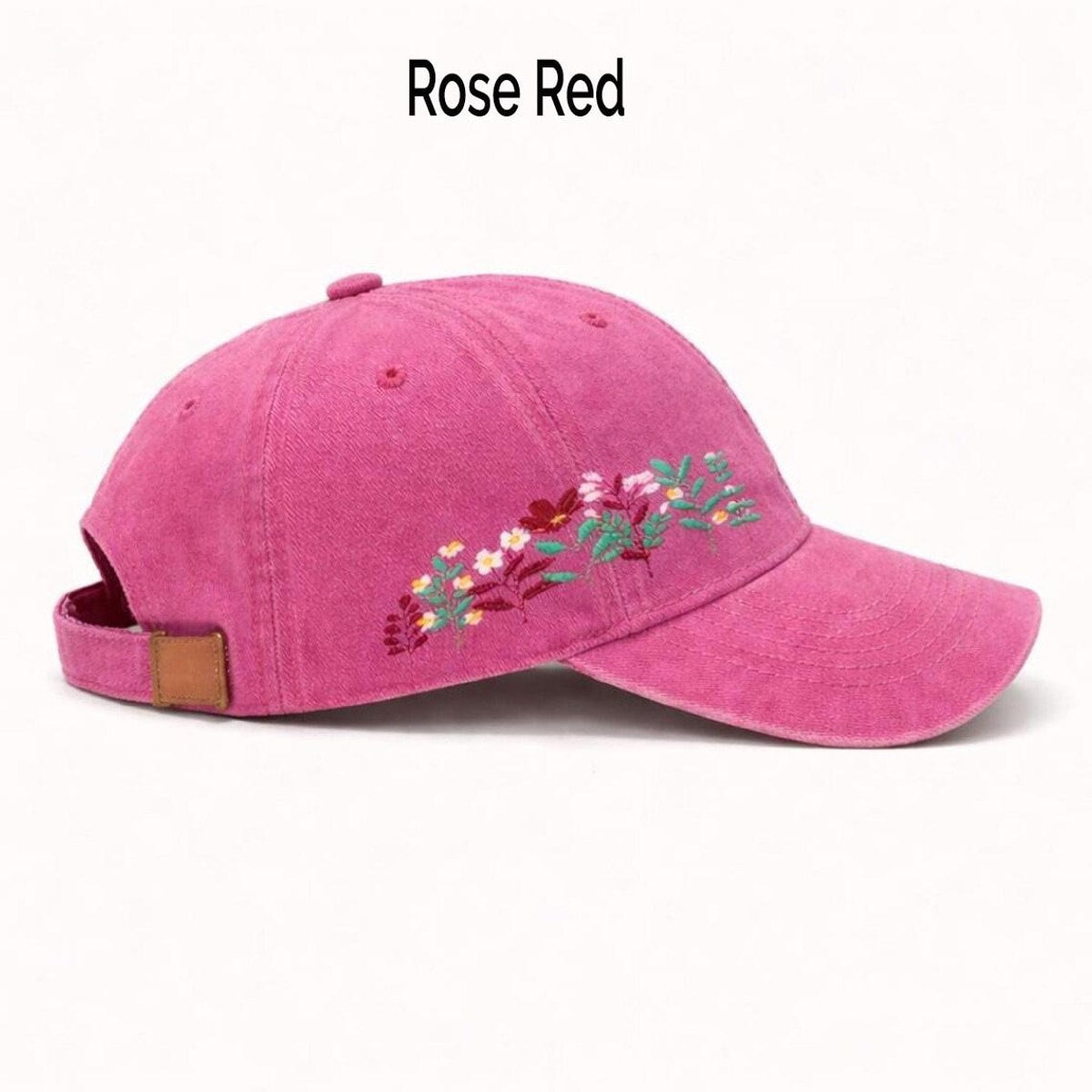 Embroidered Floral Baseball Cap, Washed Cotton Dad Hat, Spring Summer Style