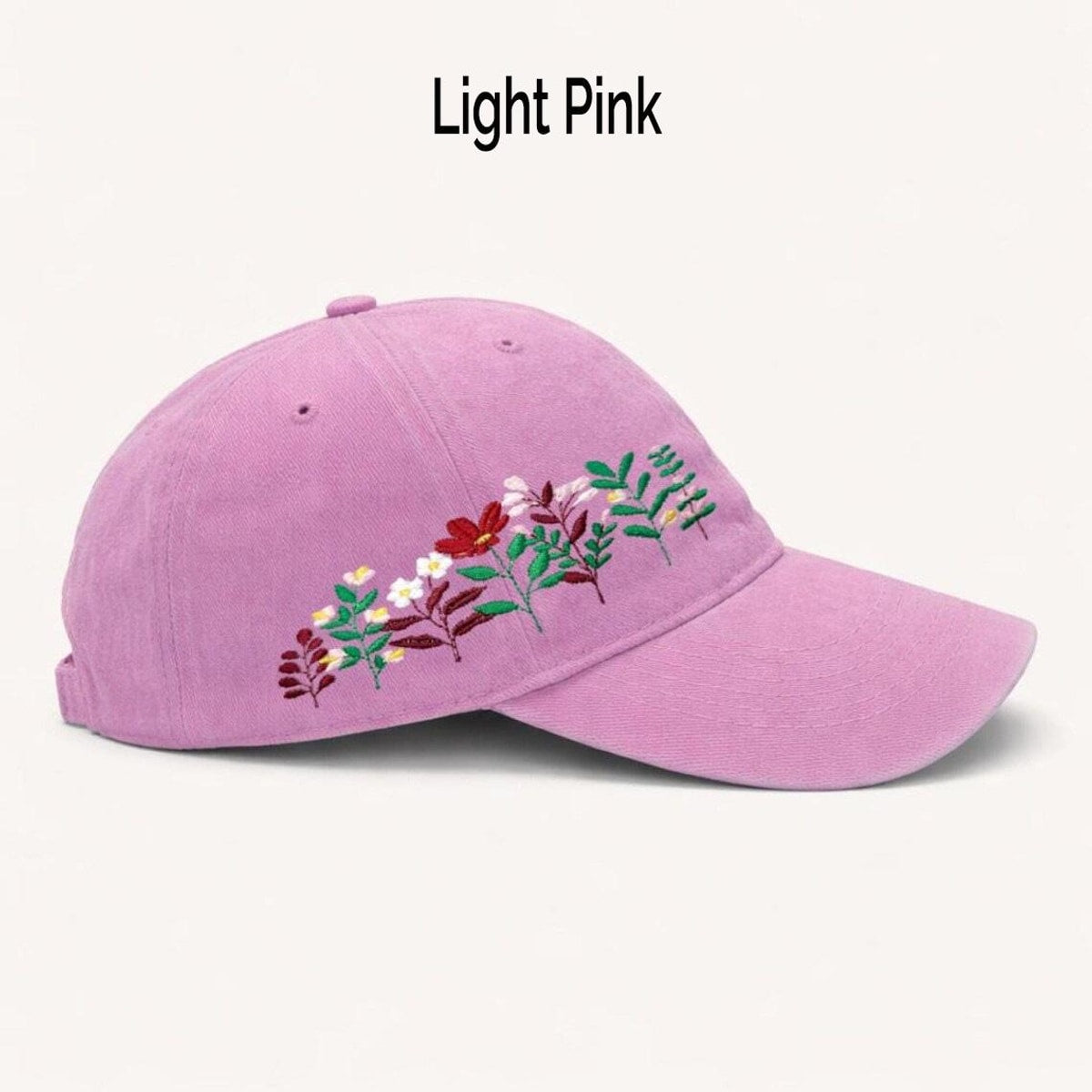 Embroidered Floral Baseball Cap, Washed Cotton Dad Hat, Spring Summer Style