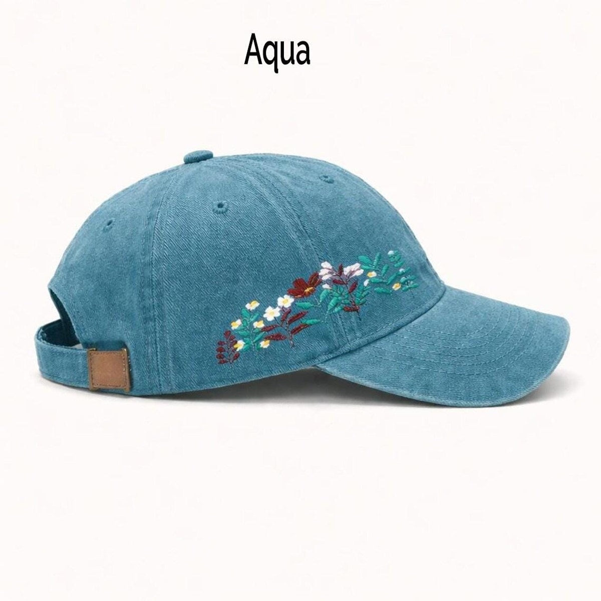 Embroidered Floral Baseball Cap, Washed Cotton Dad Hat, Spring Summer Style