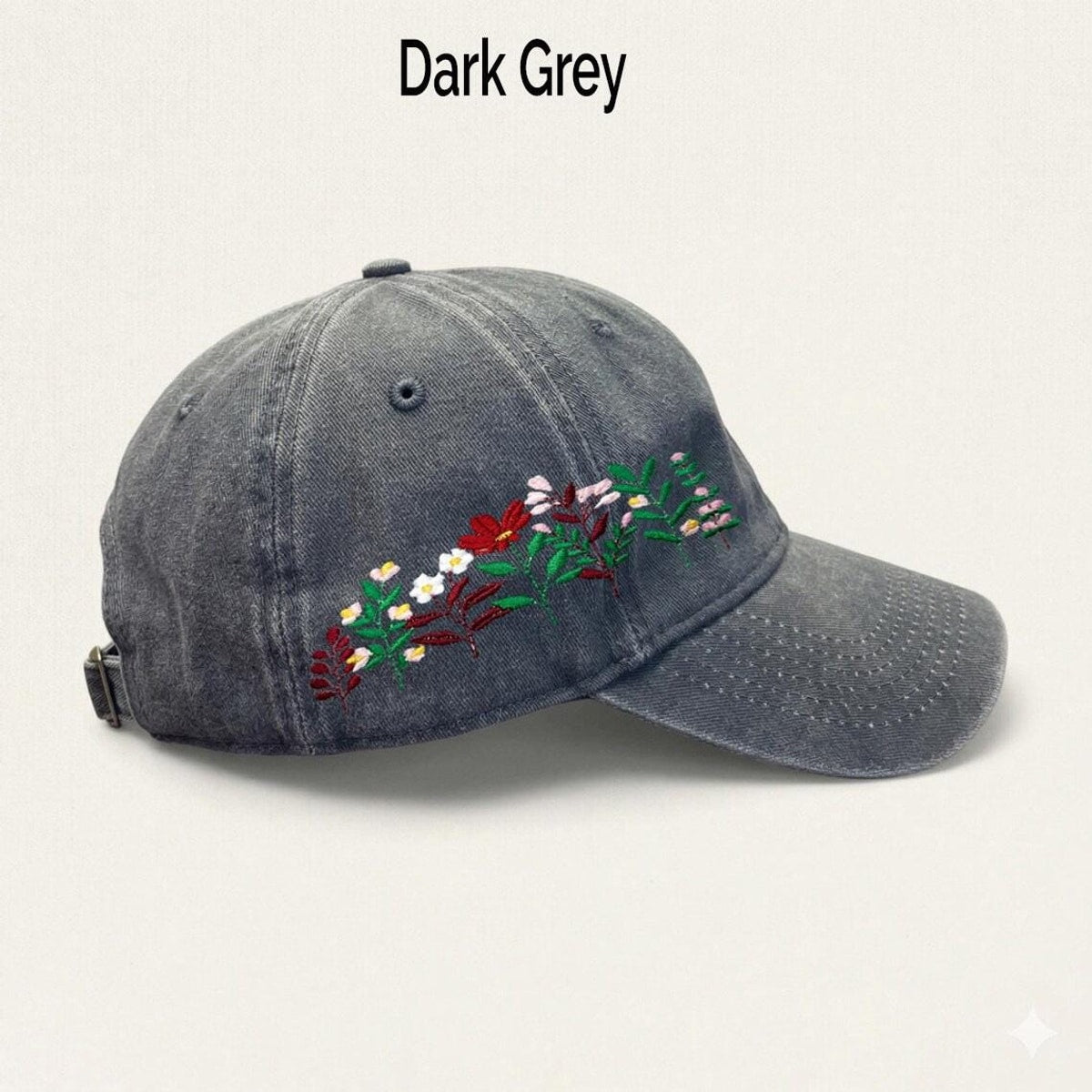 Embroidered Floral Baseball Cap, Washed Cotton Dad Hat, Spring Summer Style