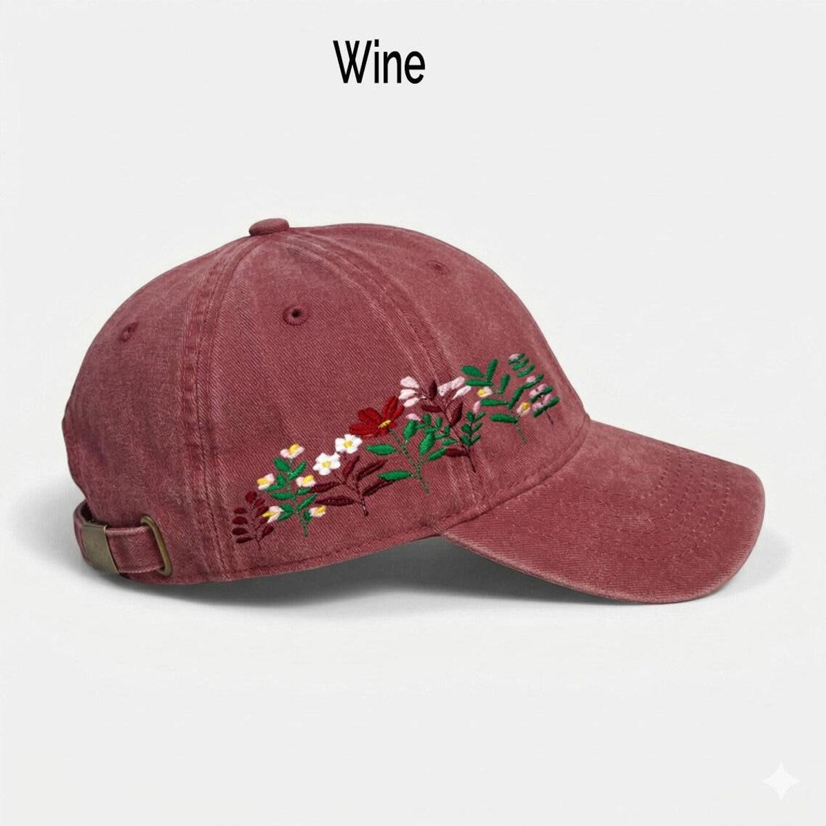 Embroidered Floral Baseball Cap, Washed Cotton Dad Hat, Spring Summer Style