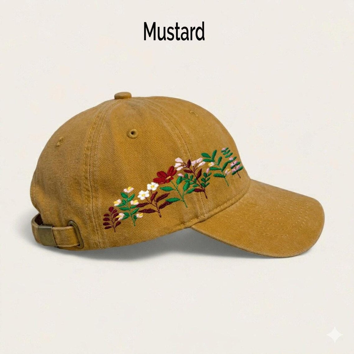 Embroidered Floral Baseball Cap, Washed Cotton Dad Hat, Spring Summer Style