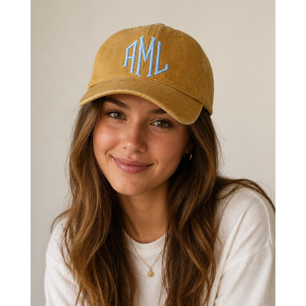 Custom Monogram Distressed Baseball Hat, Vintage Ladies Ball Cap, Bridal Party Gift