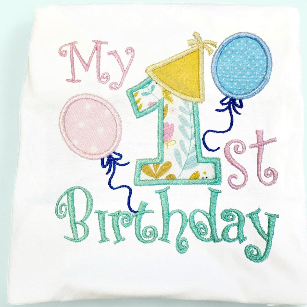 Girls First Birthday Shirt - Embroidered, Soft Cotton Tee