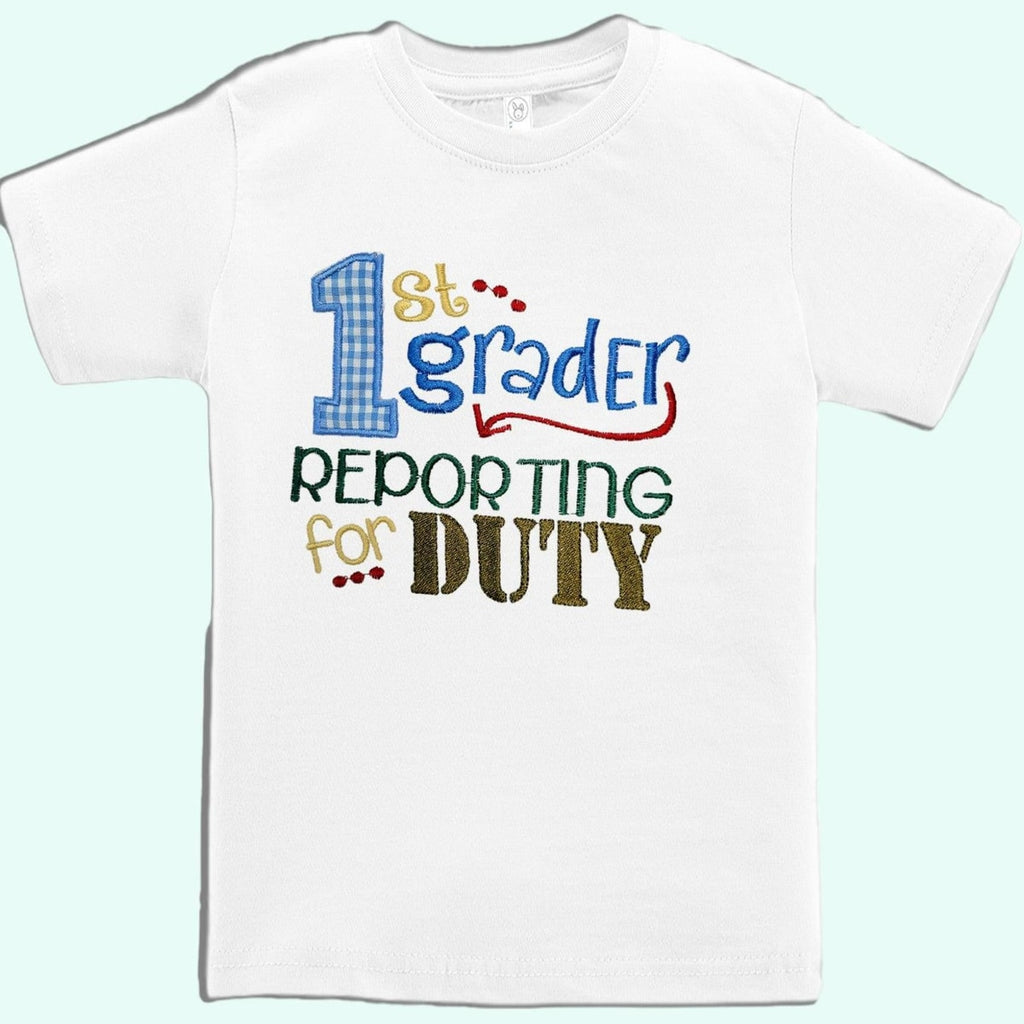 Back to School First Grade Shirt - Combed Cotton, Handmade
