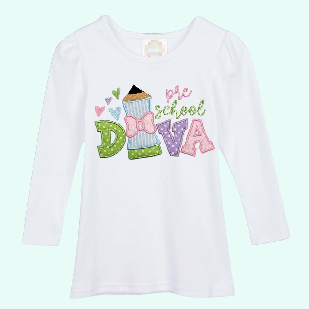Pre K Shirt: Embroidered Girls Back to School Tee (Soft Cotton)