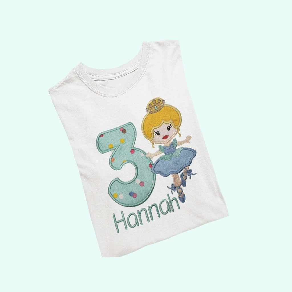 Personalized Ballerina Birthday Shirt: Embroidered Name, Soft Cotton