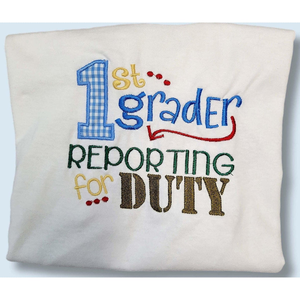Back to School First Grade Shirt - Combed Cotton, Handmade