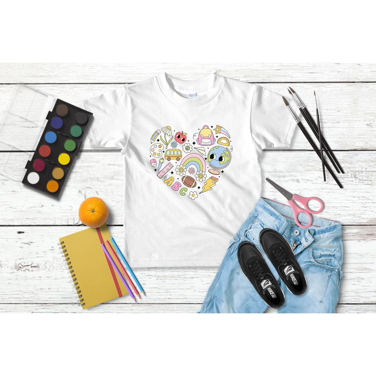 Back to School Shirt: Girls' Embroidered Applique (Cotton, Multiple Sizes)