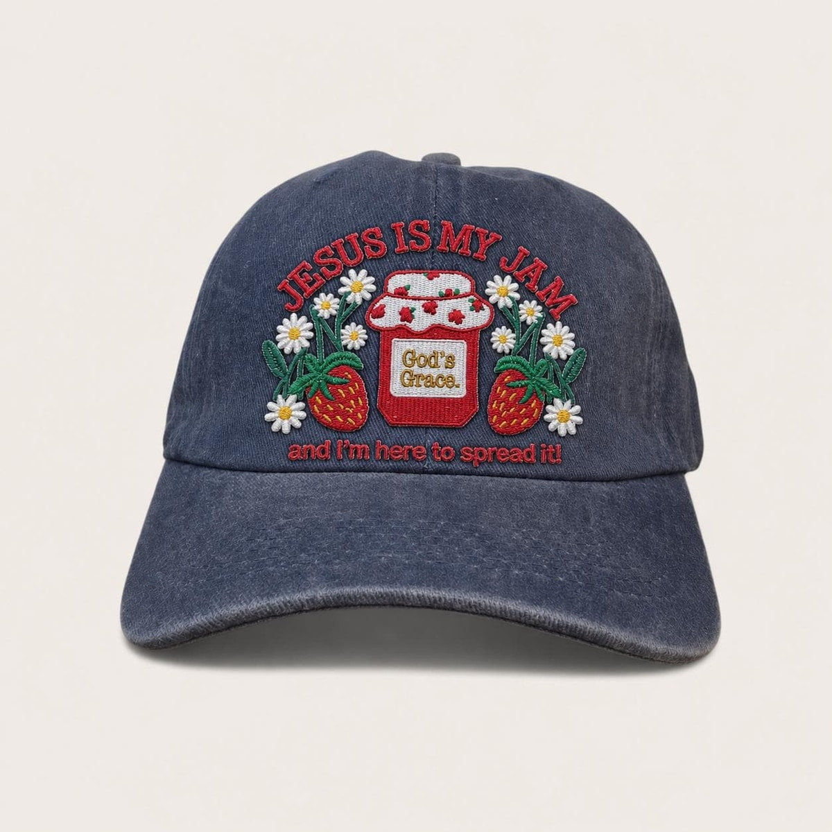 Jesus Is My Jam Hat Embroidered Strawberry Cap, Christian Hats Faith-Based Cap Religious Gift for Her, Canning Homemaker Christmas Gift
