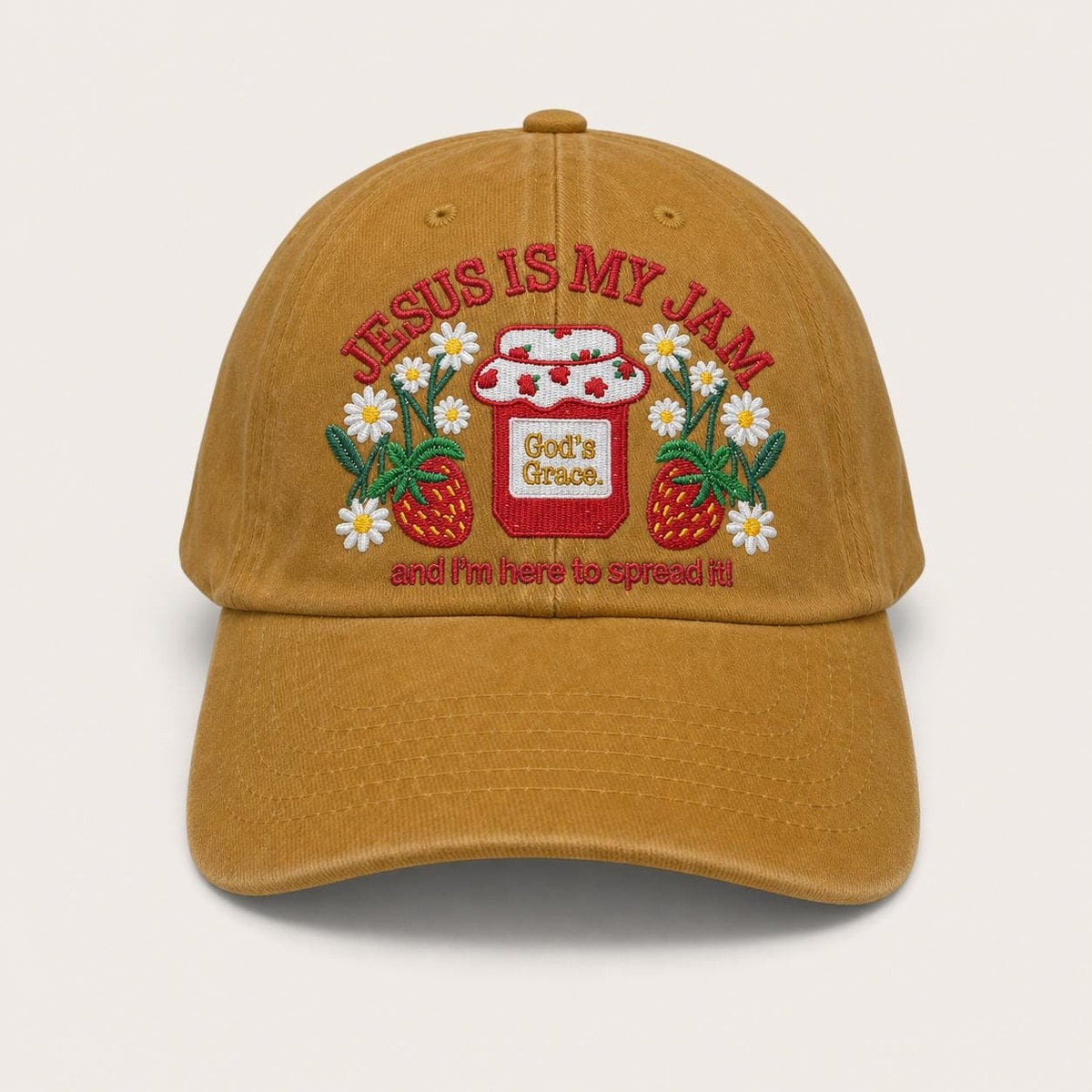 Jesus Is My Jam Hat Embroidered Strawberry Cap, Christian Hats Faith-Based Cap Religious Gift for Her, Canning Homemaker Christmas Gift