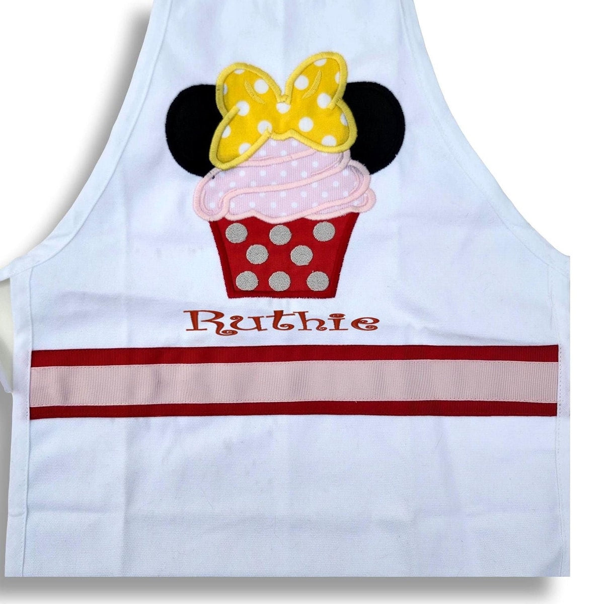 Personalized Mouse-Inspired Girls Apron | Embroidered Kids Cooking Apron | Custom Character-Inspired Baking Gift for Children