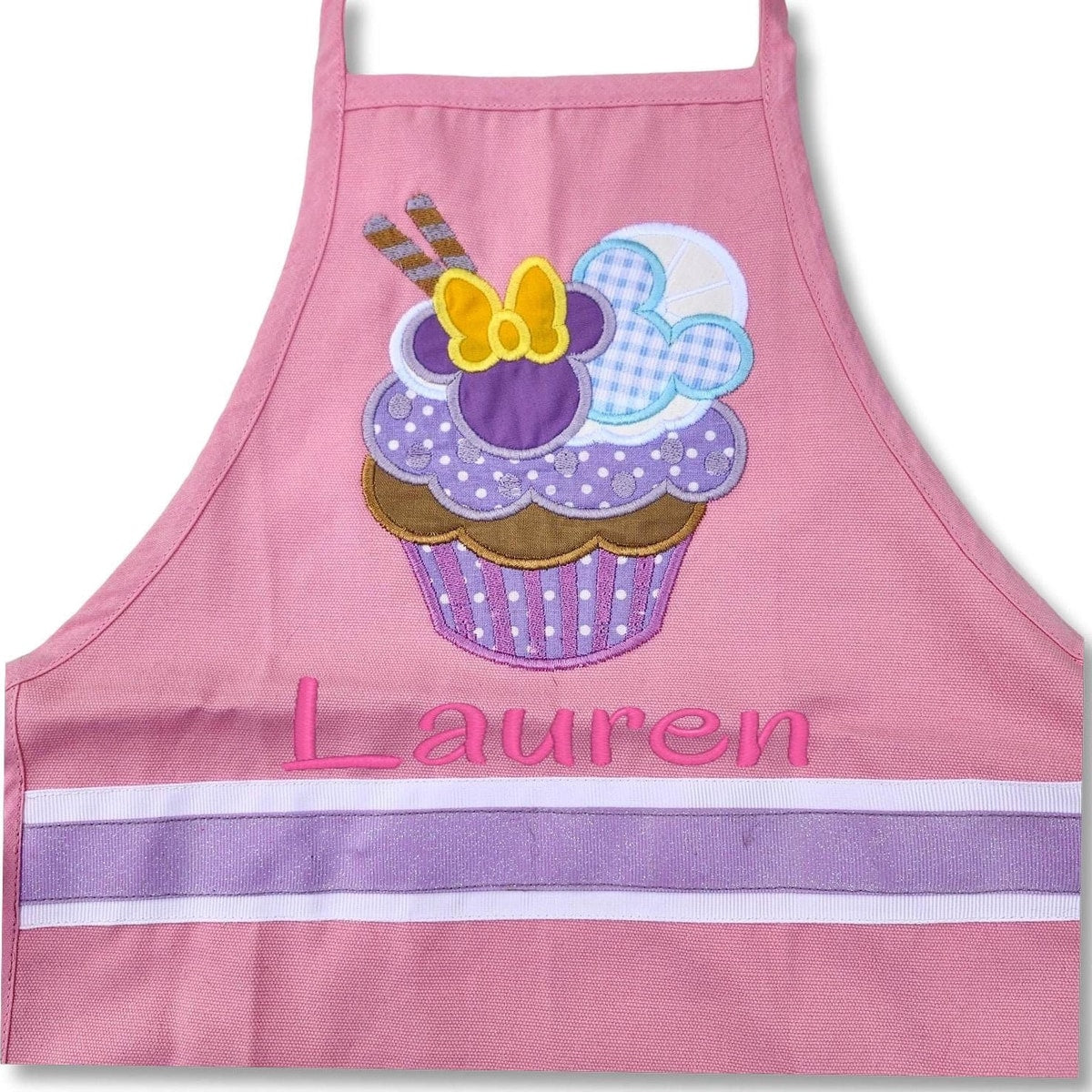 Personalized Girls Cooking Apron: Cupcake Minnie Design (With Name)
