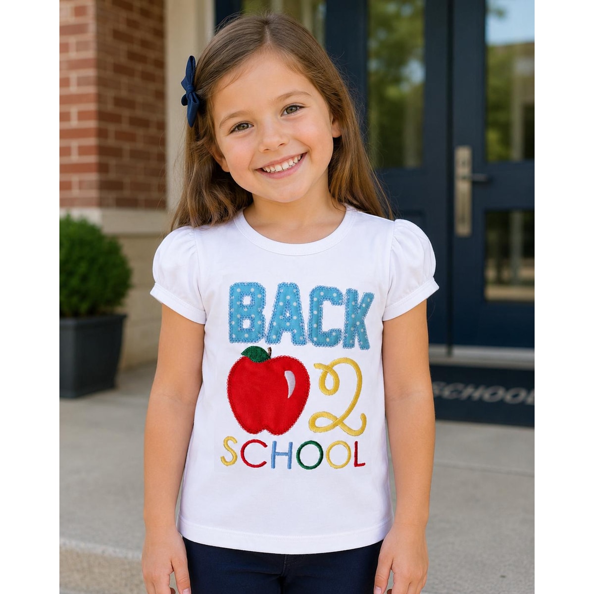 Cute Toddler School Shirt: Embroidered Girls' First Day Top